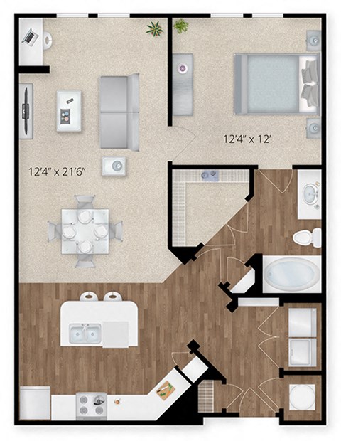 a floor plan of a room with a bedroom and a bathroom